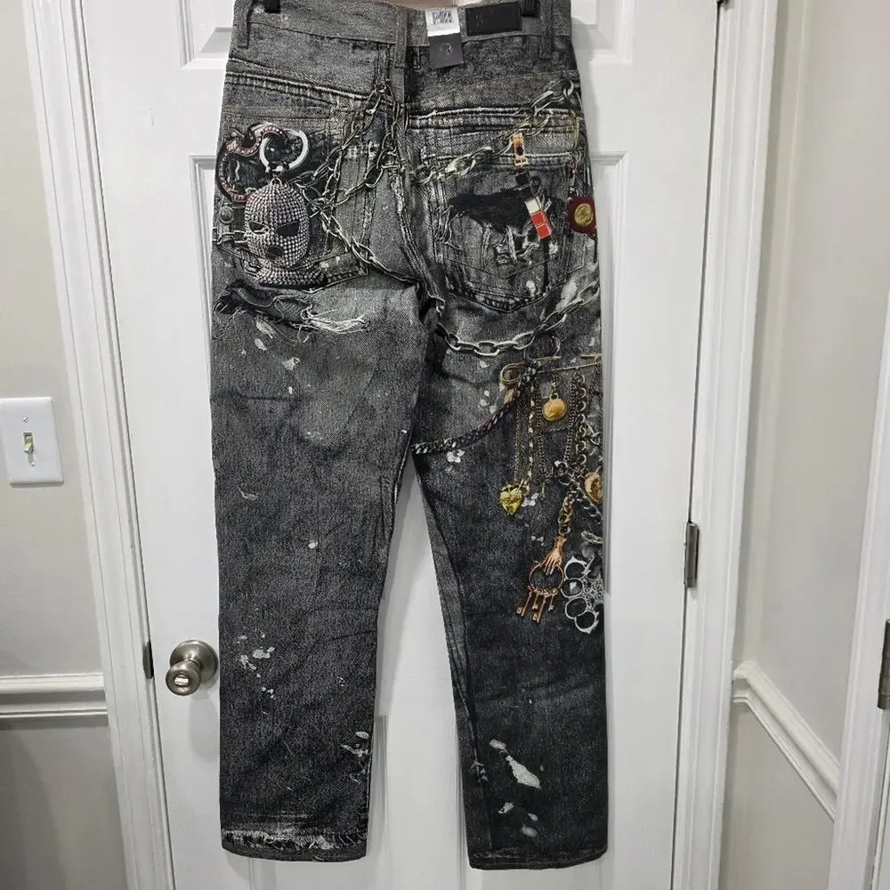 Heritage America Men's Distressed Graphic Jeans - Men's 30x33 NWT
